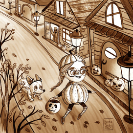 Приключения Лили и ее собачки в Хэллоуин