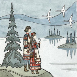 Иллюстрация на обложку для книги про угро-финов