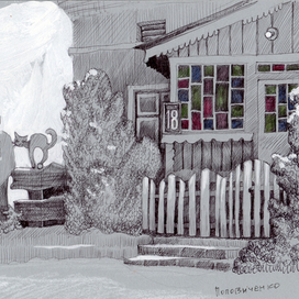 Дом местного жежбьяря( скульптора, который режет по дереву). Грабове, Польша.