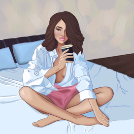 Портрет девушки со стаканом