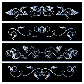 Элементы растительного орнамента на черном фоне.