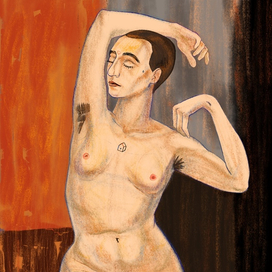 Обнаженная с домиком на грудине 