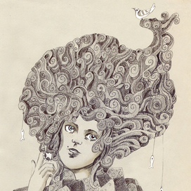 Девушка и птичка