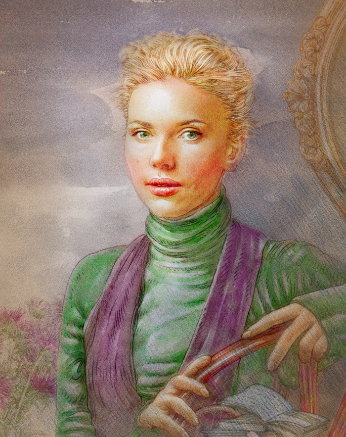 Скарлетт Йо-ха-ха-нссон (проба бумаги и краски)