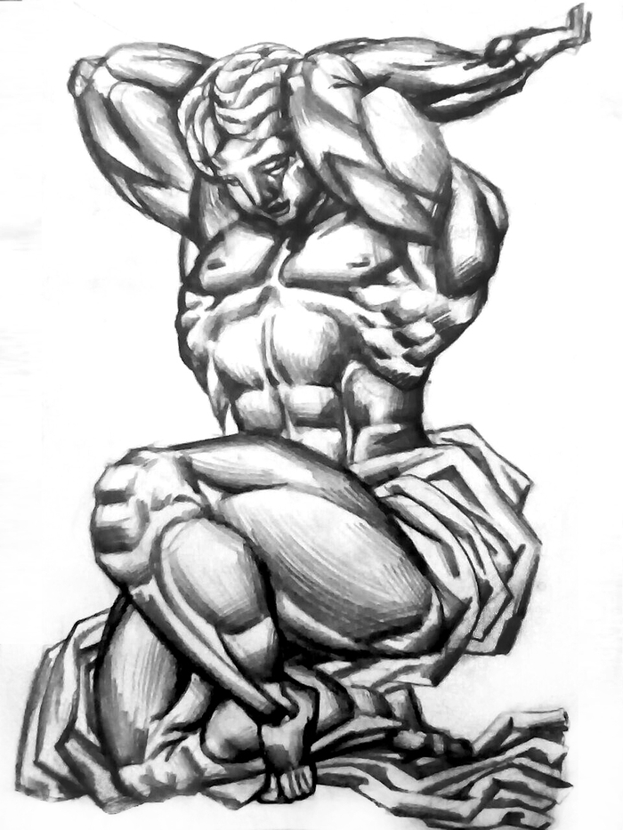 33. "Атлант", бумага, карандаш. 2017 г. 