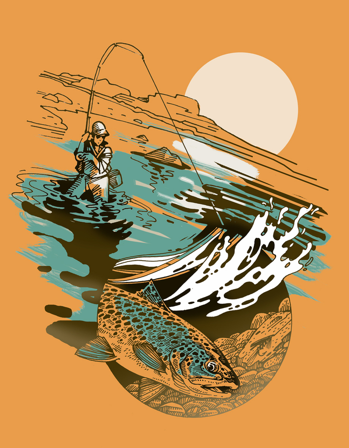 рыбак и форель