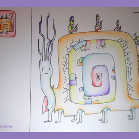 Эскиз открытки "Прогулка улиток"