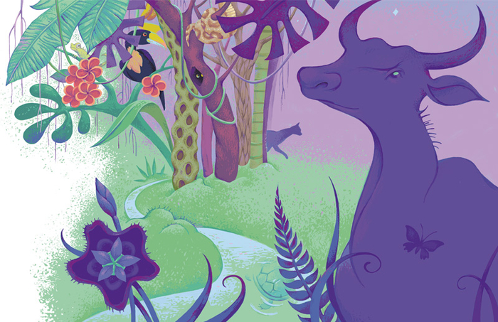 Кот и дикая корова