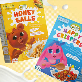 Дизайн и иллюстрации для упаковки детских хлопьев