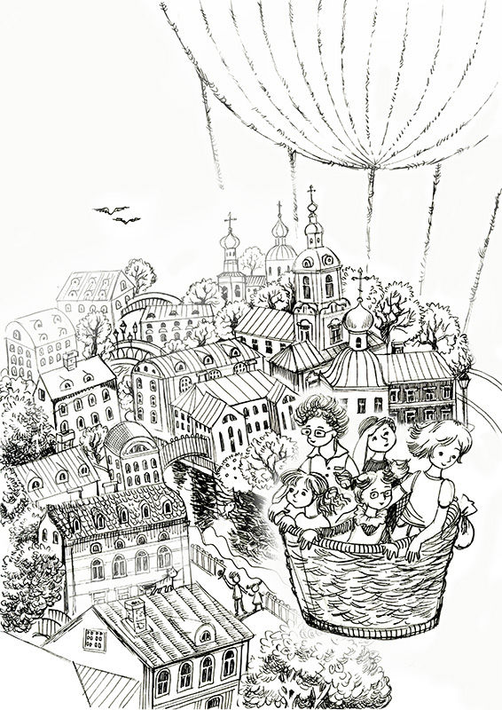 Над городом на воздушном шаре