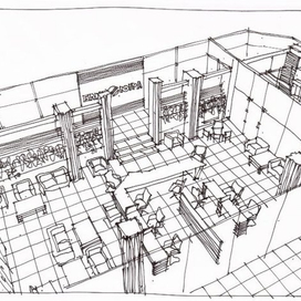 Аксонометрия интерьера офисного помещения