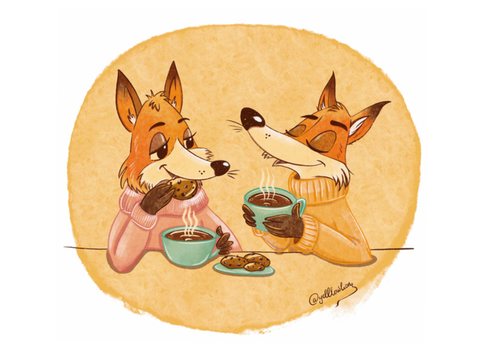 Чаепитие. Лисята