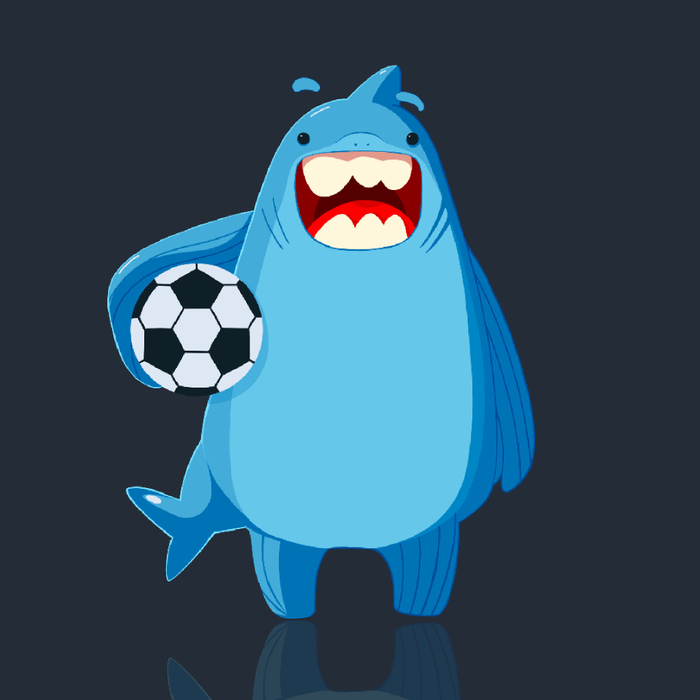 Акула-футболист. Бренд персонаж для упаковки с завтраком