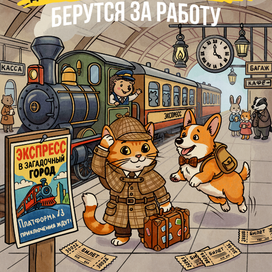 Обложка для раскраски про кота-сыщика