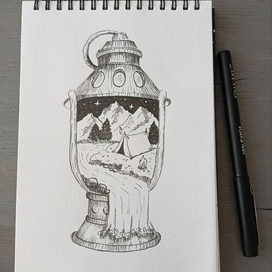 Пейзаж с палаткой в фанаре