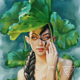 Девчуля под листком лотоса