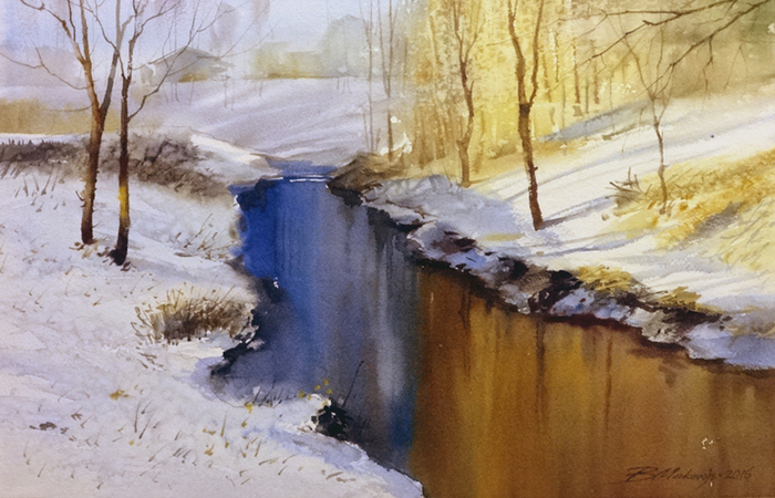 Речка Кекавиня.Первый снег.