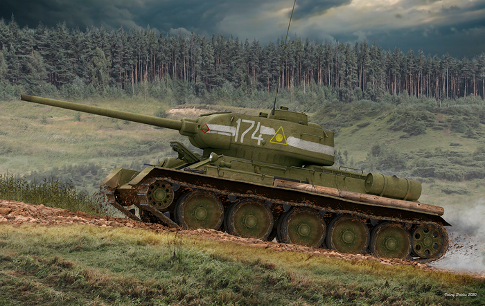 T-34/85 Model 1944 Factory 174 ( box art for RYE FIELD MODEL )