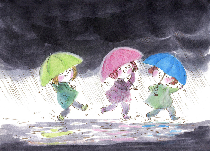 Дети и дождик