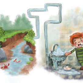 Иллюстрация к рассказу «Вода-это жизнь» о важности экономии