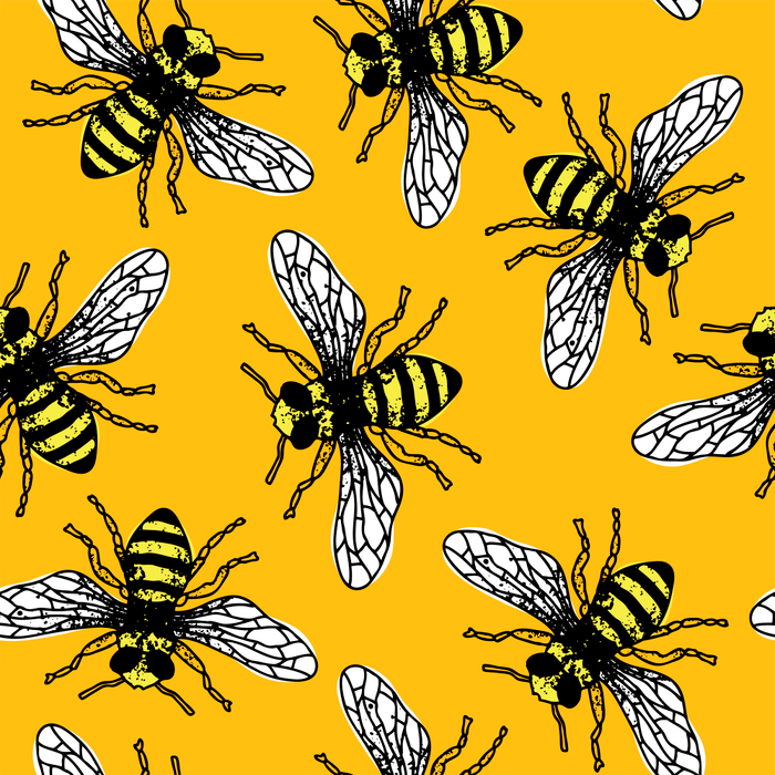 Bees. Stock seamless pattern