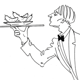 Официант с огурцами