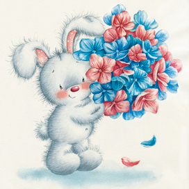 Зайка с гортензией