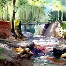 ,,Мостик в г.Варакляны,,этюд