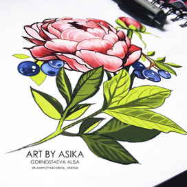 Пион, эскиз тату. Peony, tattoo sketch, tattoo flash