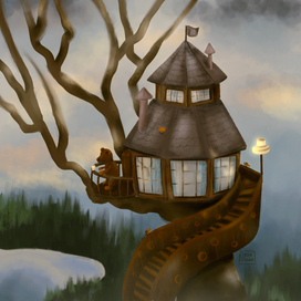 Мишка пьёт какао после прогулки