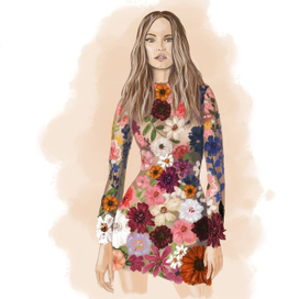 Девушка в цветочном платье