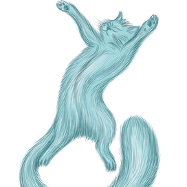 Котик с раскинутыми лапами