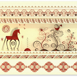 Мезенская роспись. Имитация.