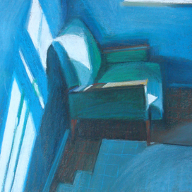 Кресло в подъезде. 2013. т.б., пастель. 50х65