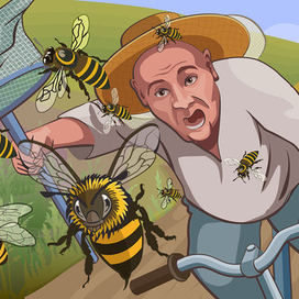 Иллюстрация к законам о пчеловодстве. Сбежавшие пчелы. Погоня