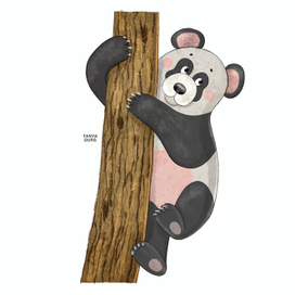 Панда персонаж. Детская книжная иллюстрация.