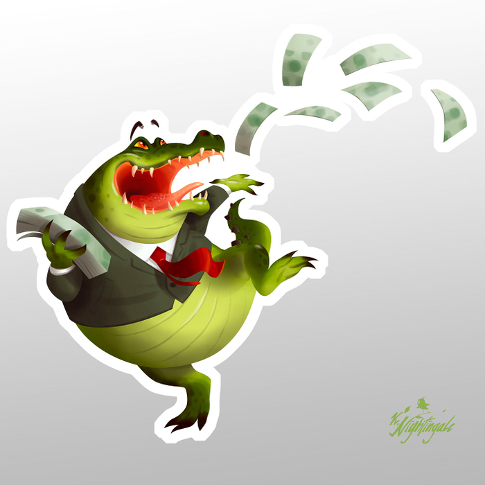 Крокодил сорящий деньгами