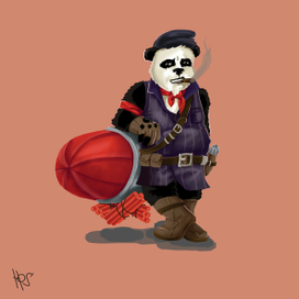 Panda steampunk warrior