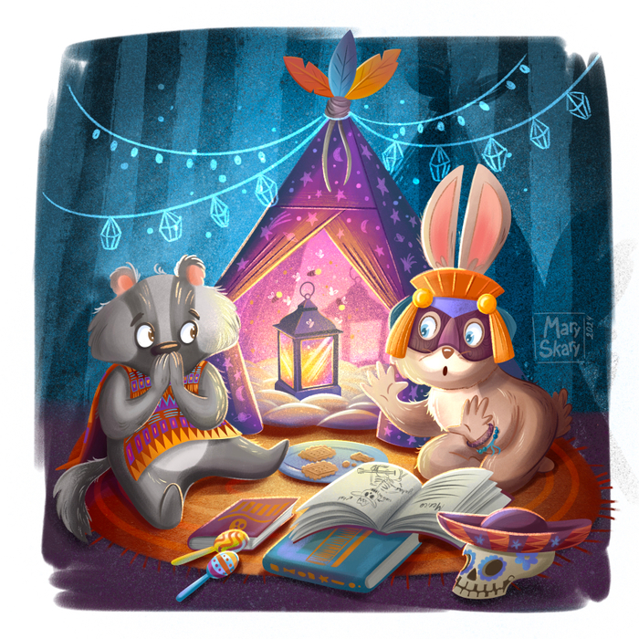 Барсучонок и зайчонок за чтением страшилок