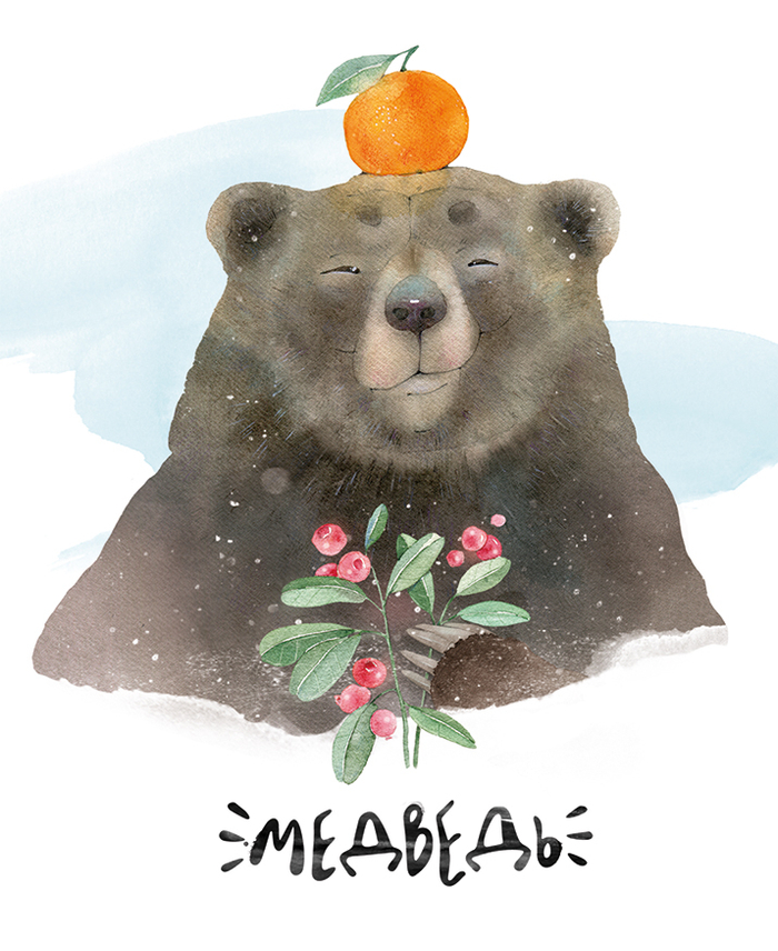 Медведь с апельсином и клюквой