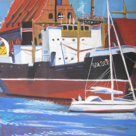 Две морковки и свекольный листик. 2014. т.б., пастель, 50х65