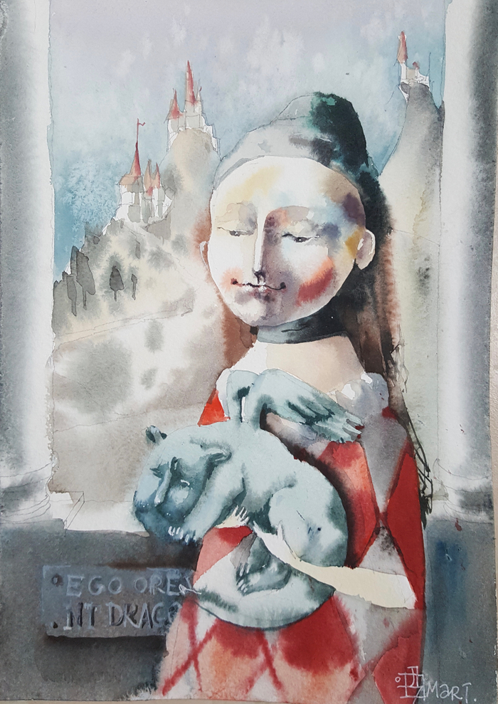 Девочка с щенком дракона