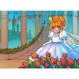  Иллюстрация к детской сказке "Принцесса на горошине" 