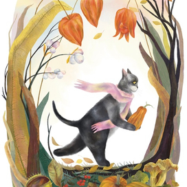 "Физалисовая аллея" - иллюстрация ноября'23