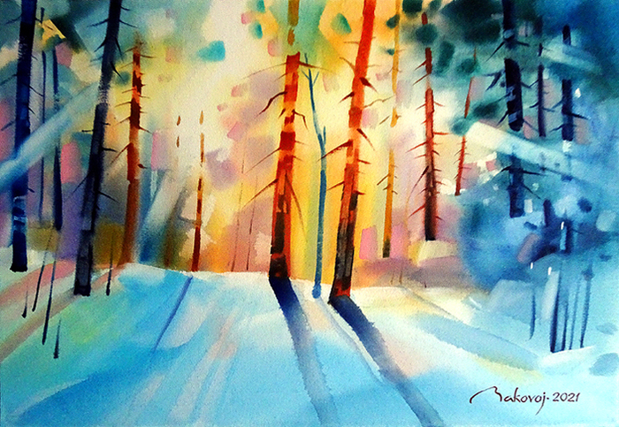 ,,Зимний  солнечный лес,,