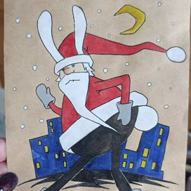 дед мороз спешит к зайцам