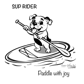 SUP RIDER собачка бульдог на сап доске