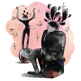 Чернильная девочка на шаре