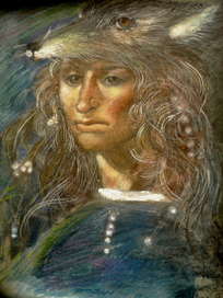 Портрет  воображаемой девушки с волчьей шкурой