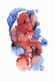 монотипия "девушка живущая в башне"